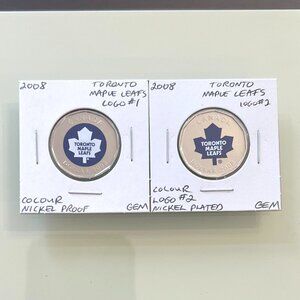 2008 Toronto Maple Leafs Coloured Nickel Proof Logos 1 & 2 Loons!